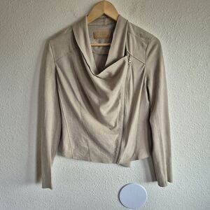 Blank NYC Faux Suede Taupe Moto Jacket Womens Size XS